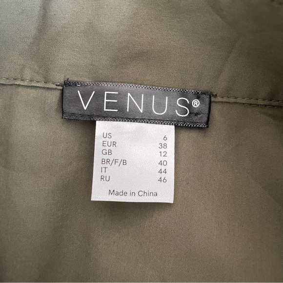 Venus army green button down collared midi Dress size 6 - Picture 12 of 12